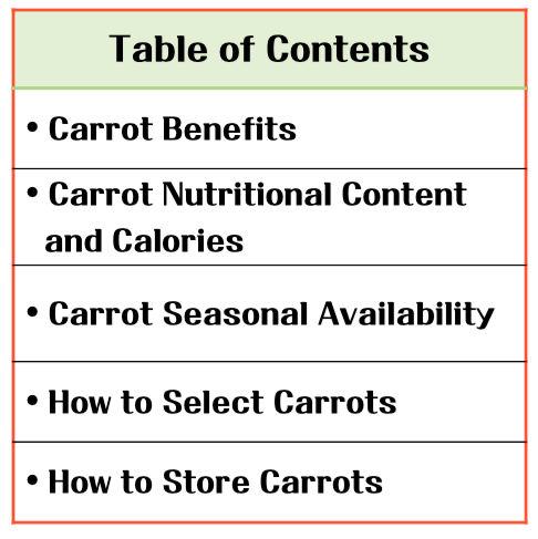 The Magical Orange Vegetable! Carrot Benefits and Calories : The Health Secrets of Beta-Carotene