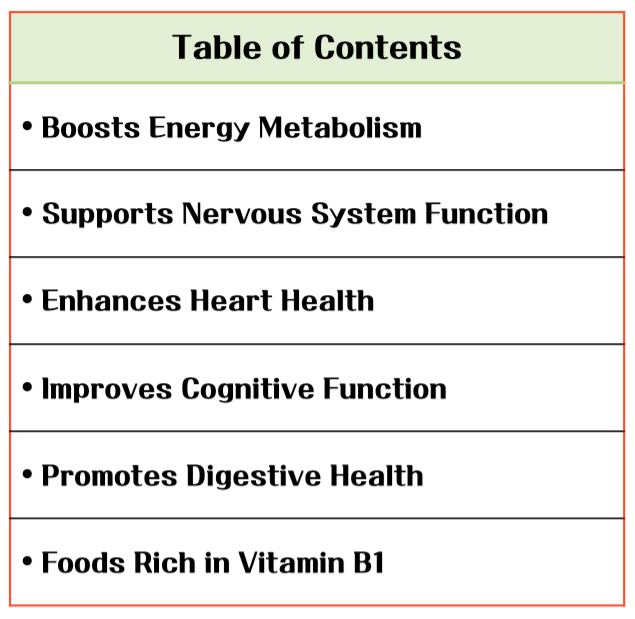 5 Key Benefits of Vitamin B1: An Essential Nutrient for Daily Vitality